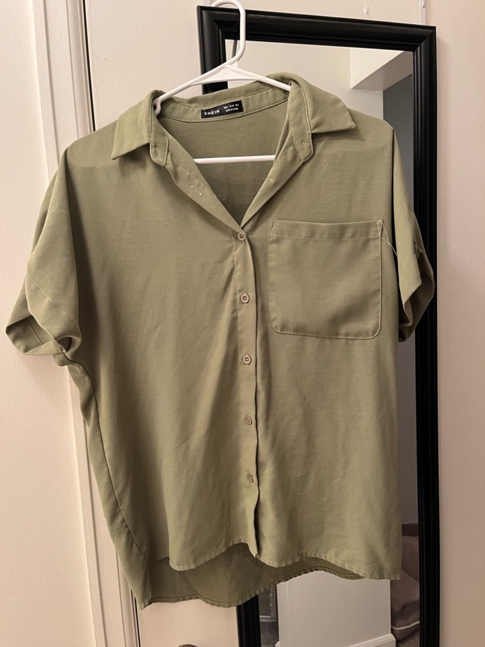 Olive Green Short Sleeve Button-Down Shirt